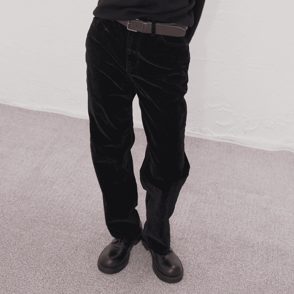 ARTIST WASHED VELVET DENIM PANTS (BLACK)