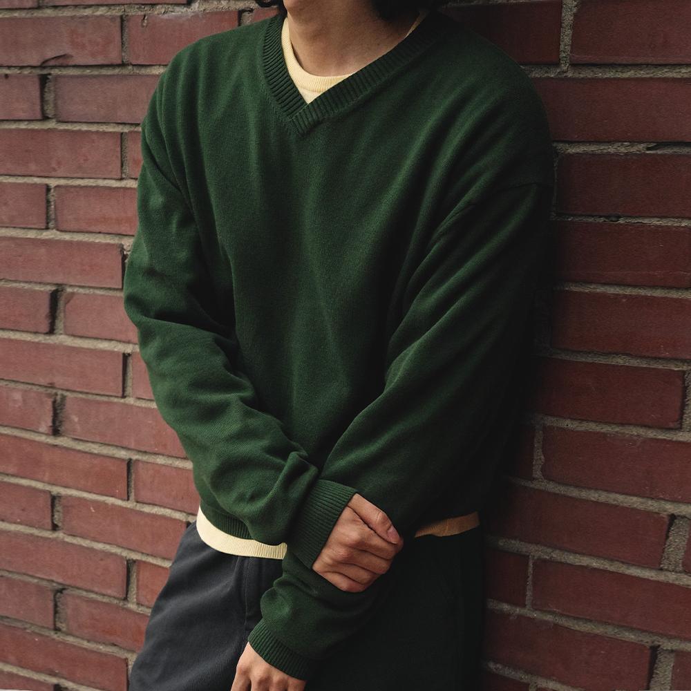 ACCORD V-NECK KNIT [KALE GREEN]