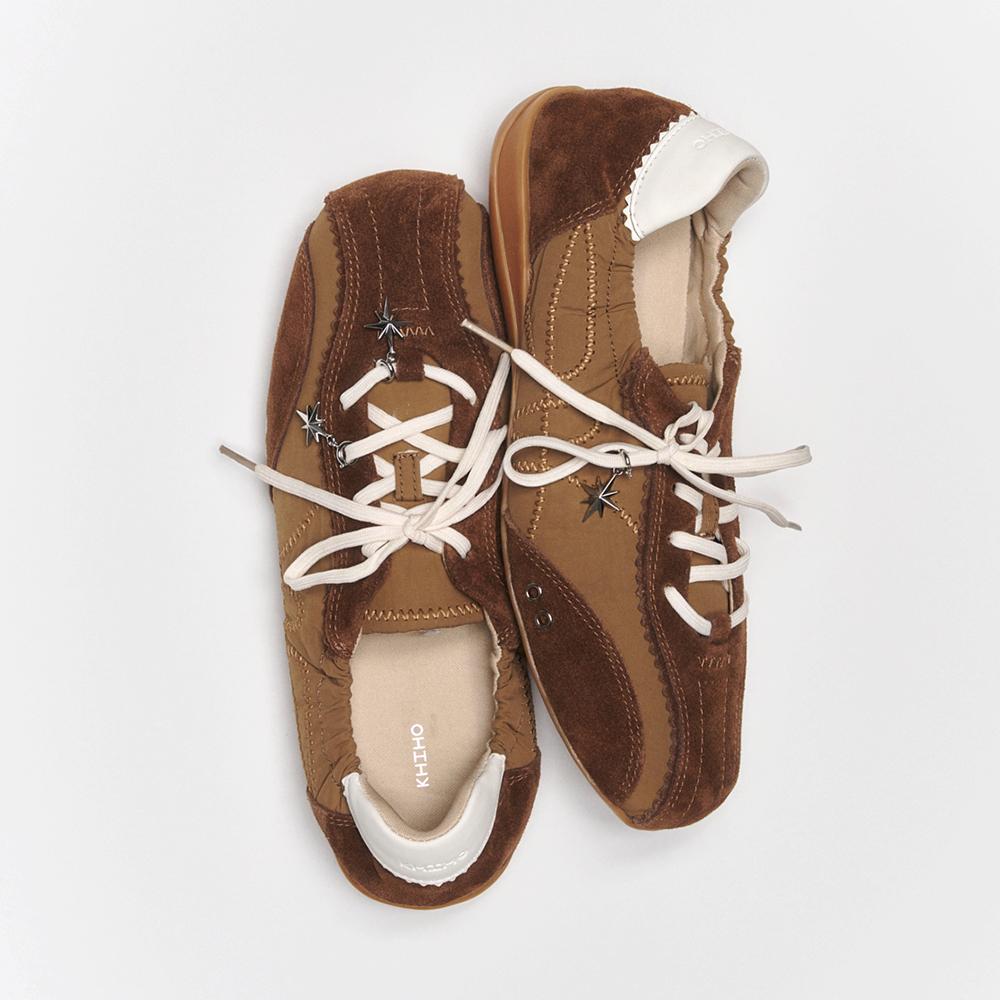 SKIA PINKING SHIRRING SNEAKERS / BROWN