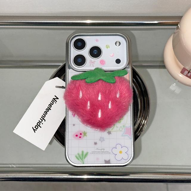 [+갤럭시] Kistch Strawberry 실버 맥세이프 에폭시 케이스