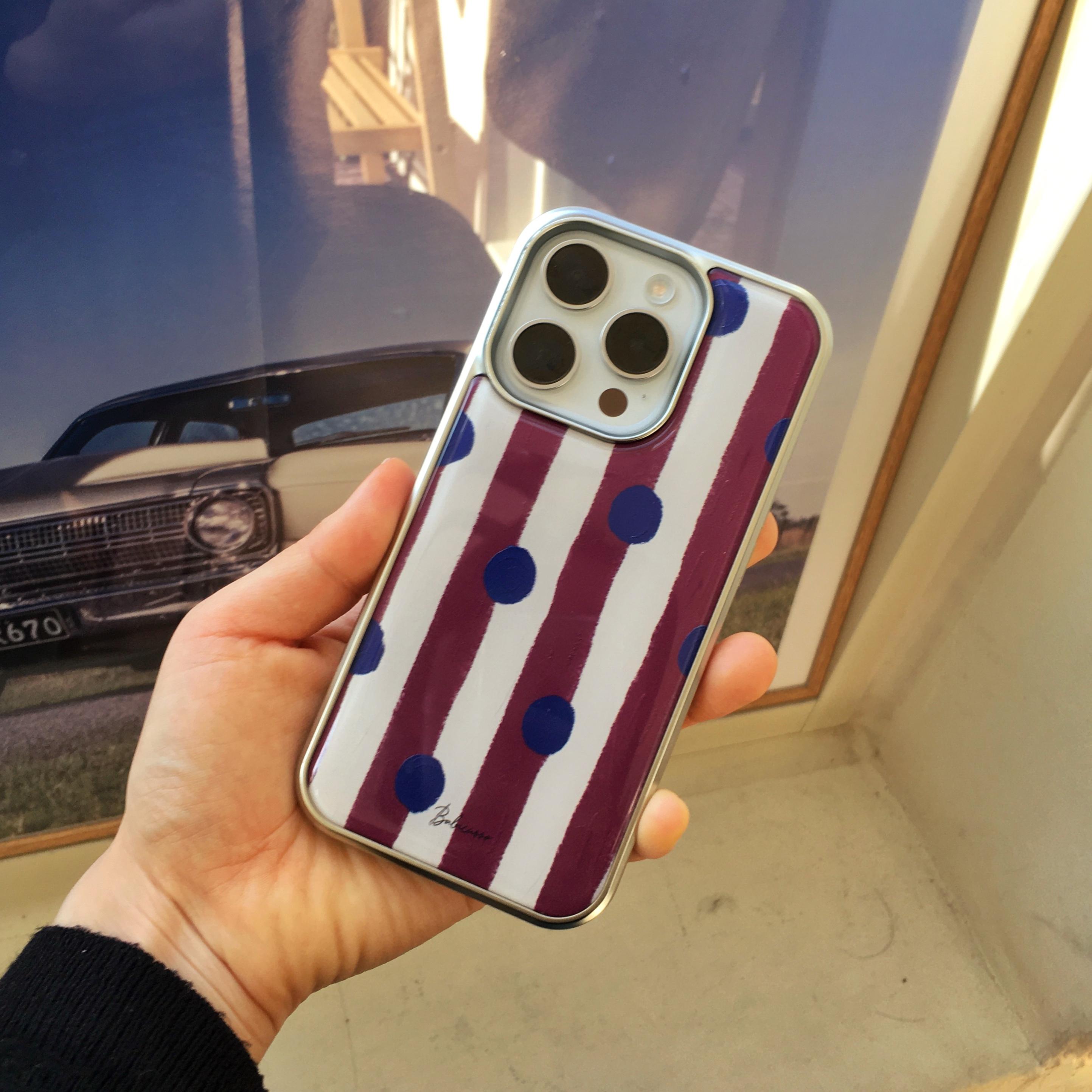 Epoxy Silver Case[Berry Stripe]