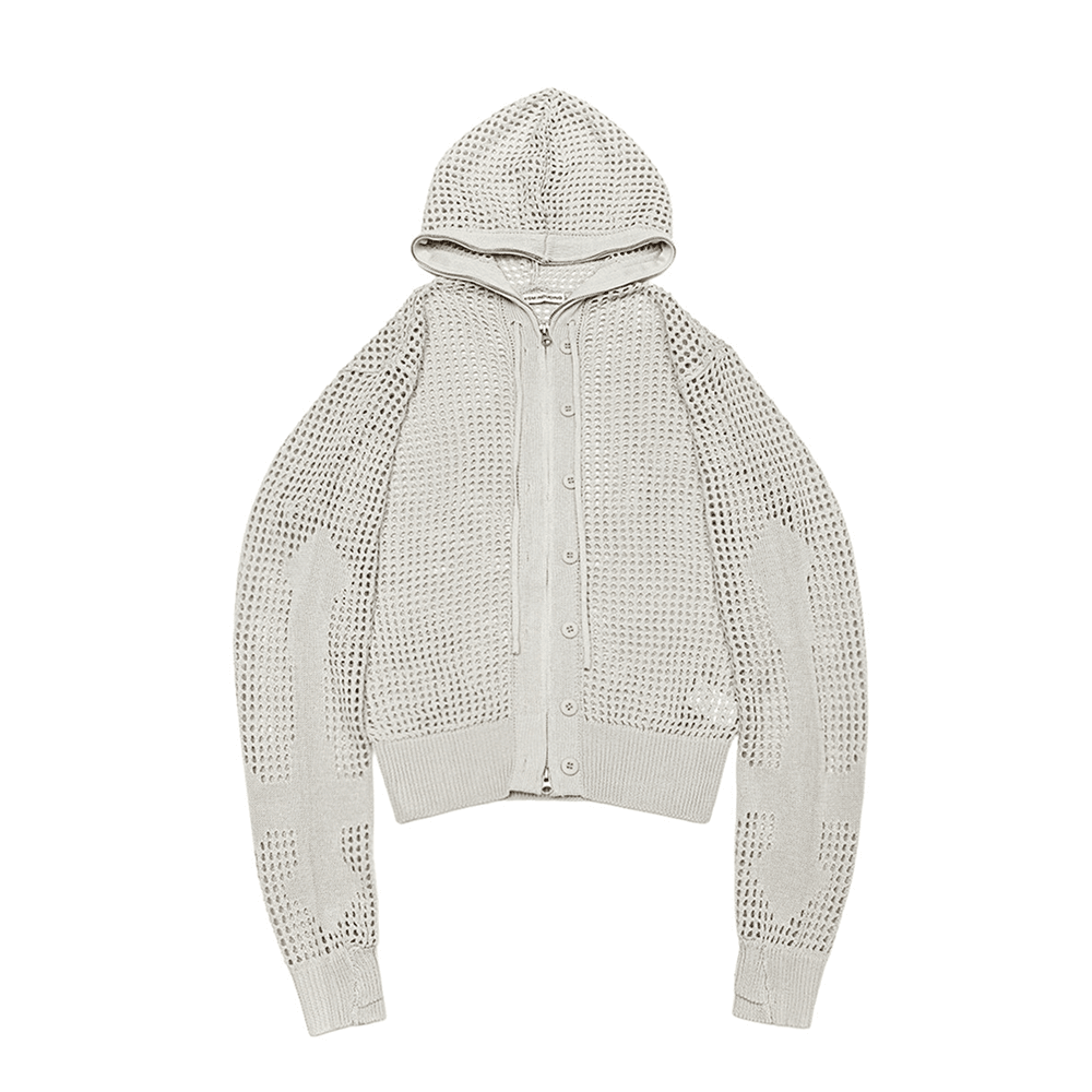 CROSS MESH ZIP HOODIE BEIGE