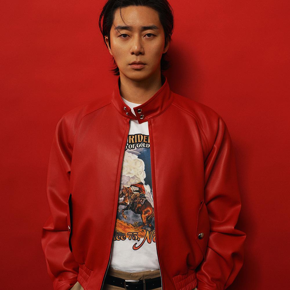 [박서준 착용] HARRINGTON ENGLISH FAUX LEATHER BLOUSON - RED