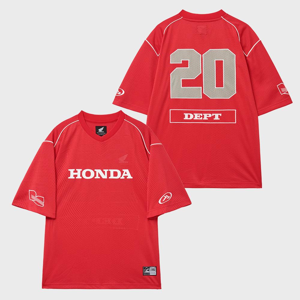 Motorcycle Piping Mesh Short Sleeve Red