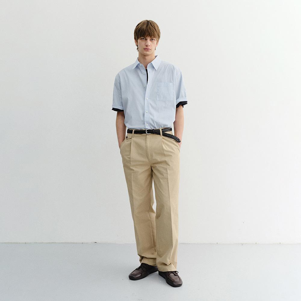 UNISEX OVERSIZED HALF SLEEVE STRIPED SHIRT SOFT BLUE STRIPE_M_UDSH6B148B1