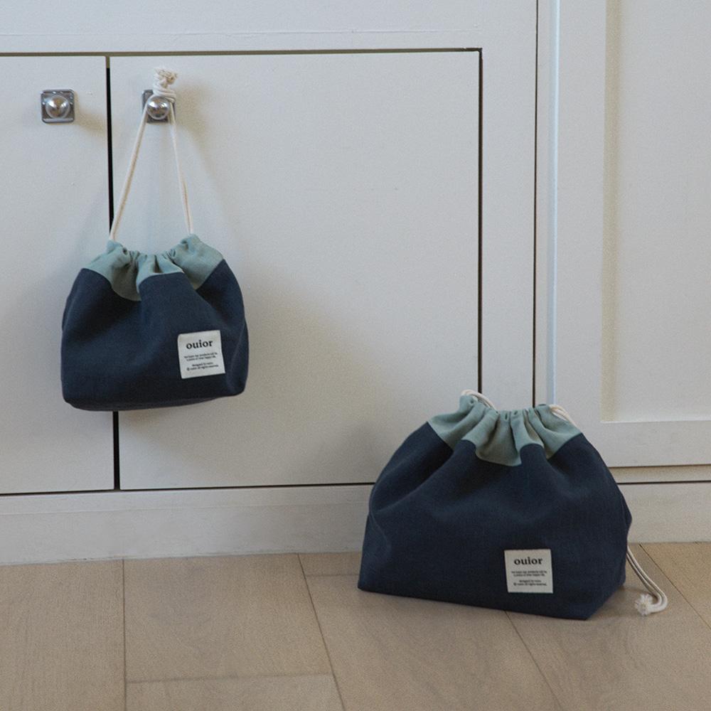 ouior chubby string pouch_mint&navy