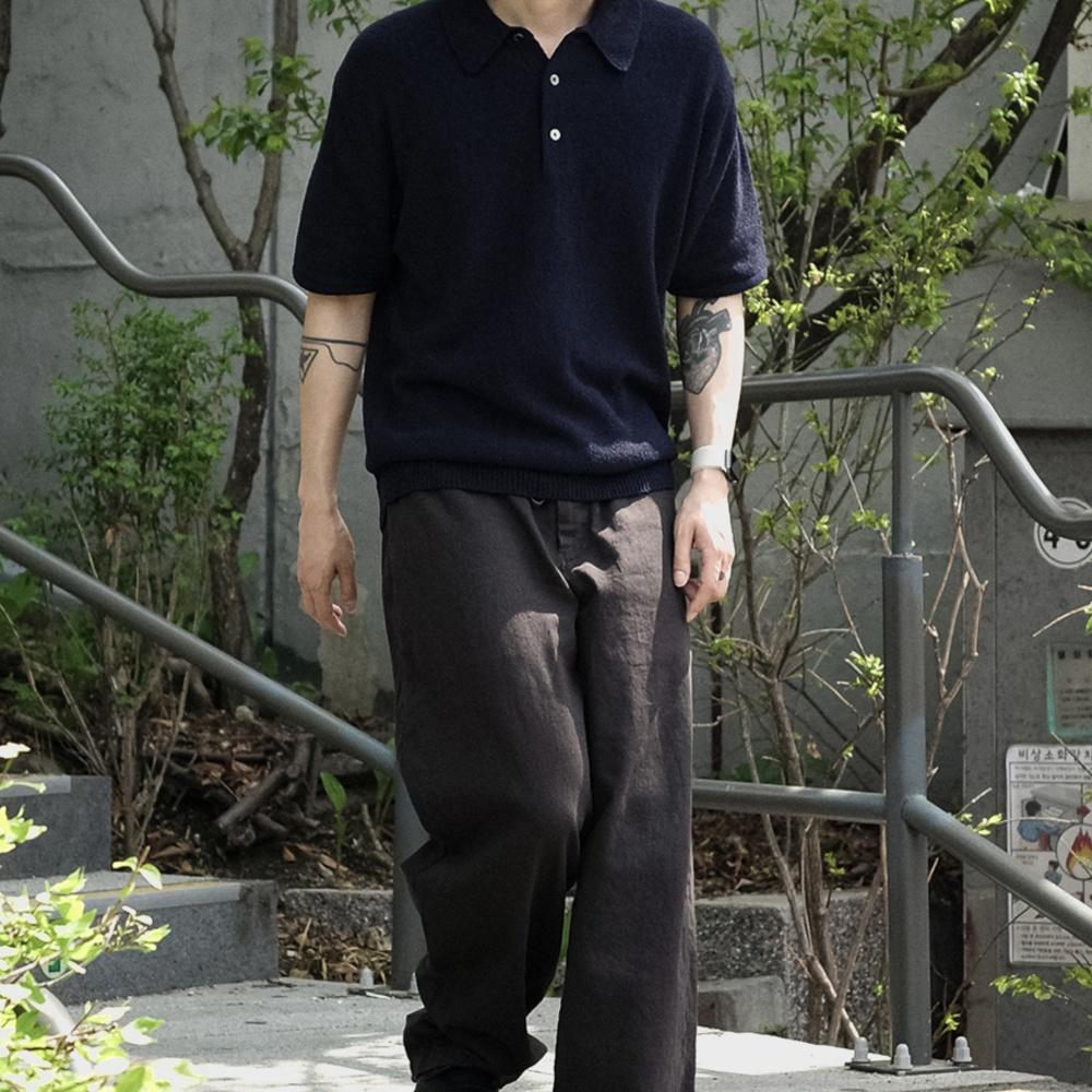 CLOUD BOUCLE COLLAR HALF KNIT [NAVY]