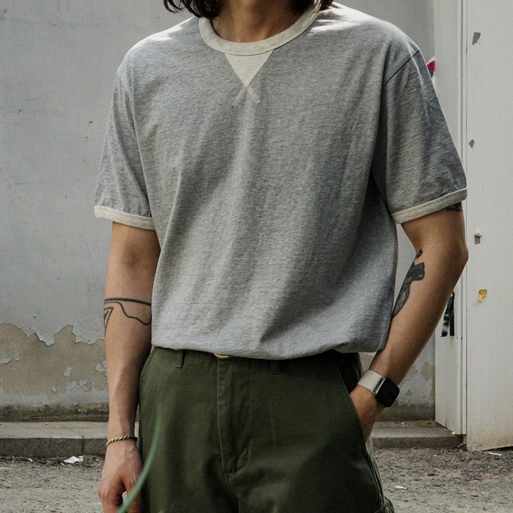 GUSSET RINGER S/S T-SHIRT [MELANGE GRAY]