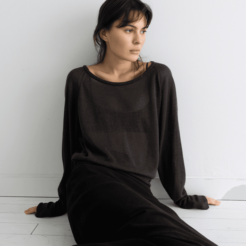 [2nd] Relaxed Off-Shoulder Knit_Ash Brown