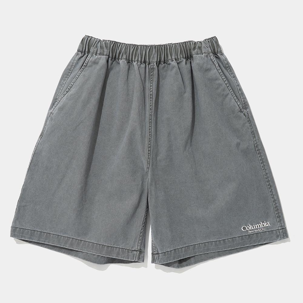 NYC EMB WASHED TWILL SHORTS PANTS_GRAY