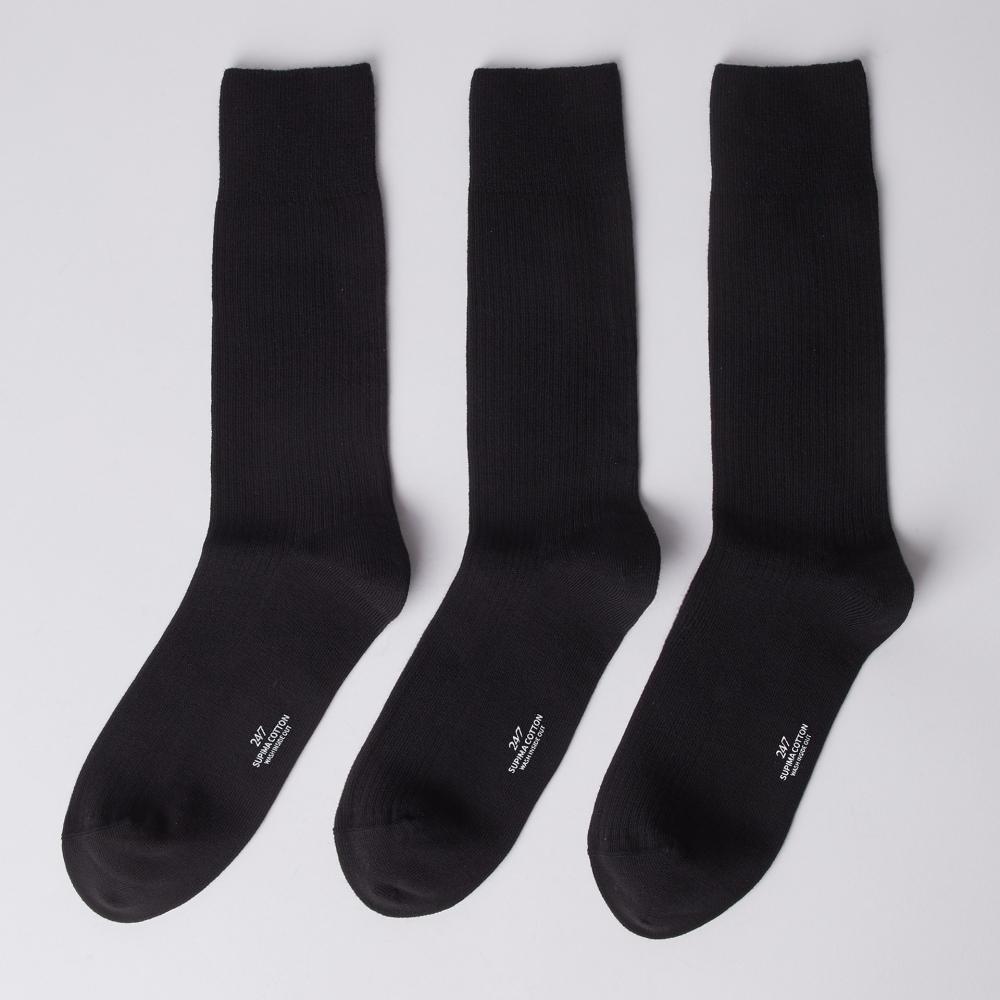 SUPIMA COTTON SOCKS 3PCS BLACK (247)