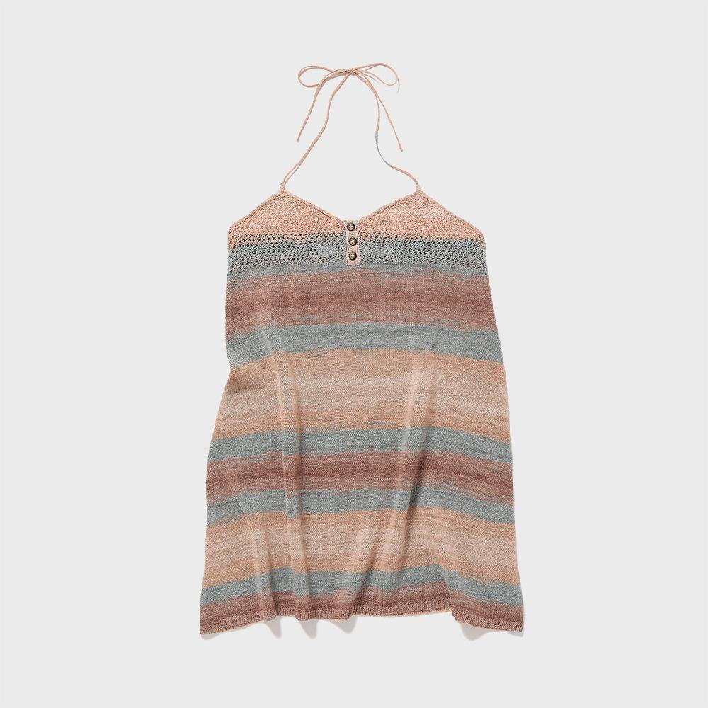 (W) MULTI-COLORED KNIT DRESS (BEIGE)