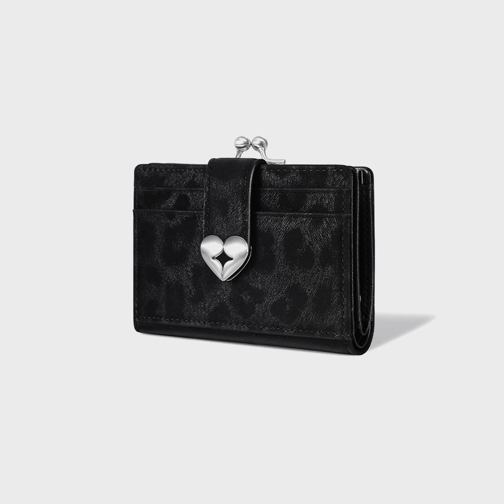 HEARTY FRAME BRIDGE WALLET - LEOPARD BLACK