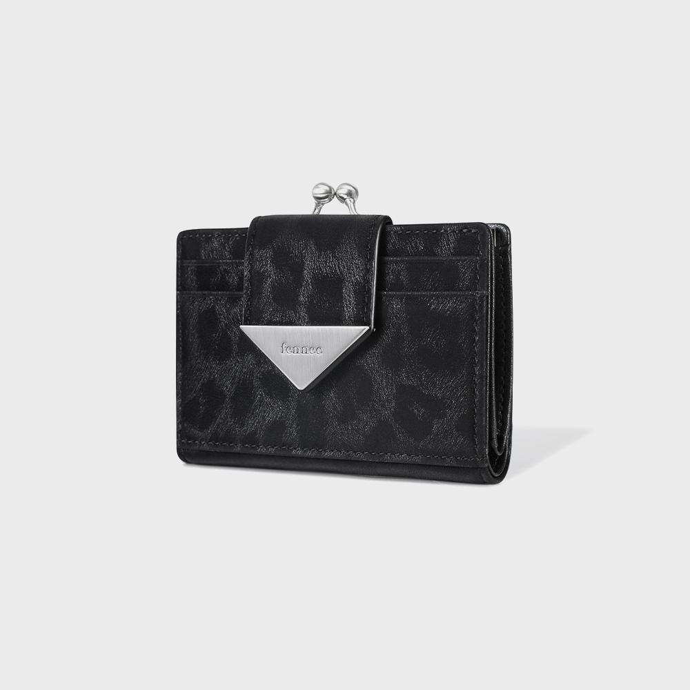 TRIANGLE FRAME BRIDGE WALLET - LEOPARD BLACK