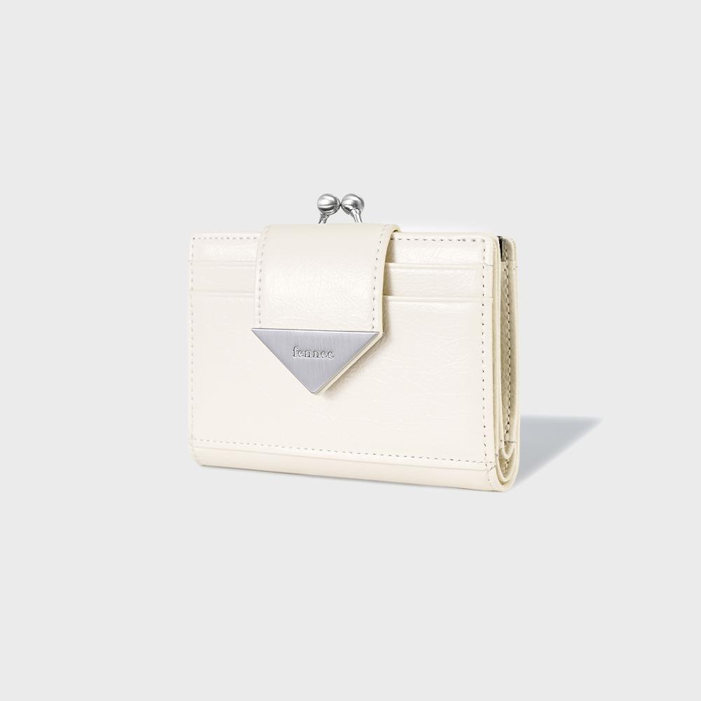 CRINKLE TRIANGLE FRAME BRIDGE WALLET - VANILLA