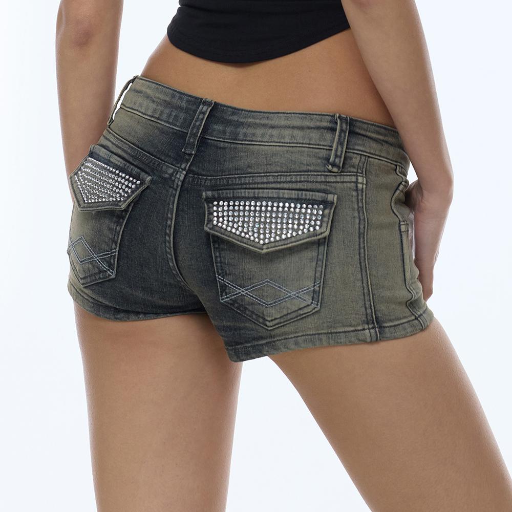 g SYMBOL HOTFIX DENIM SHORTS_BLUE