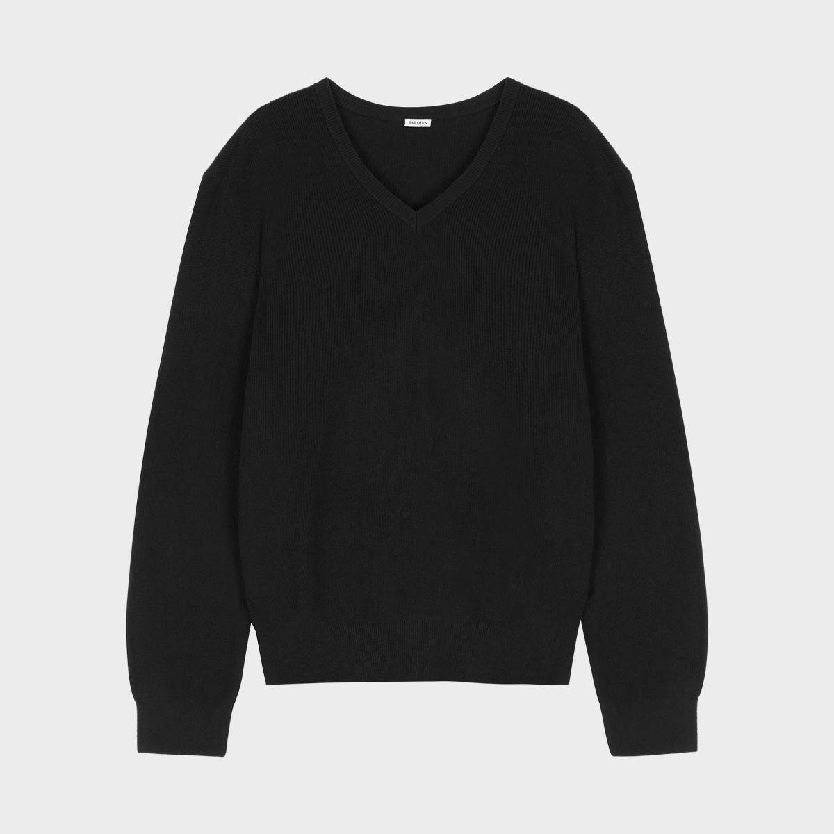 Cotton Cashmere V-neck sweater Black