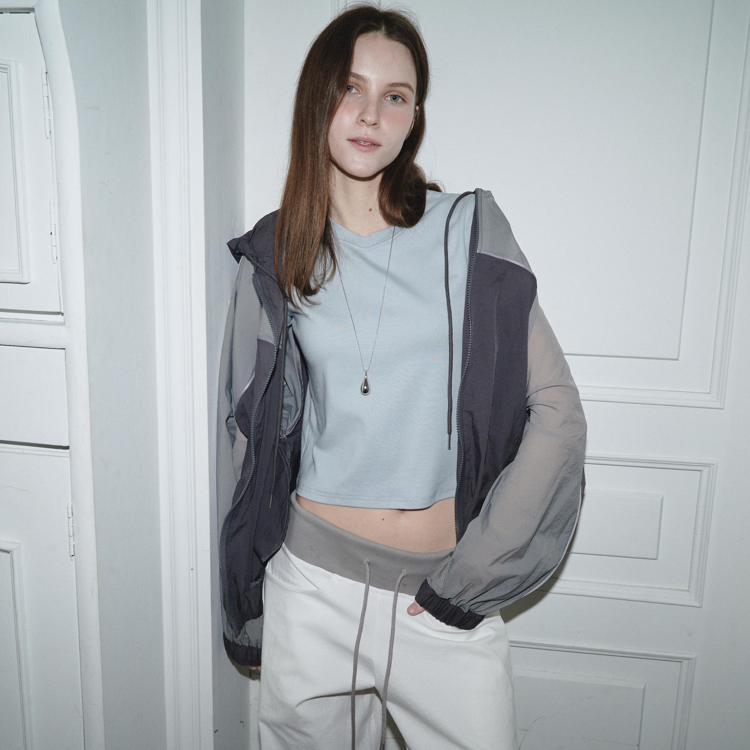 Color Block anorak jumper_Gray