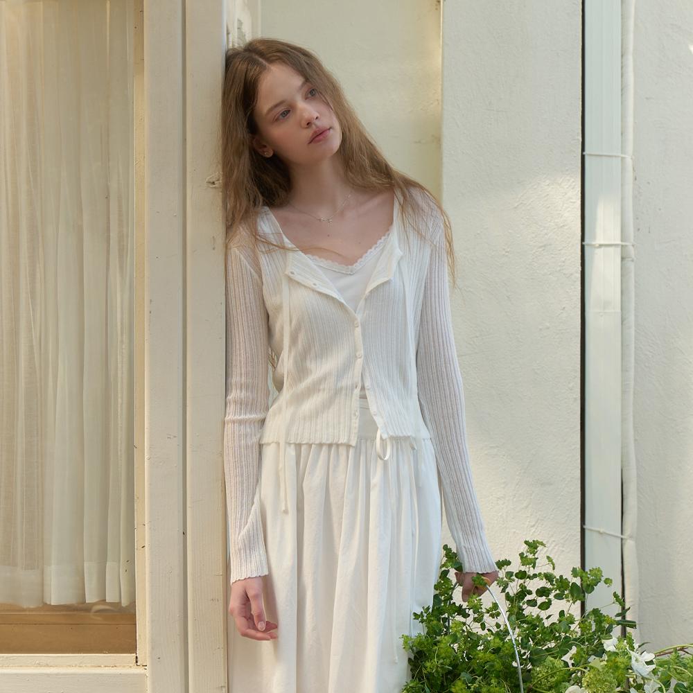Loana strap knit cardigan (white)