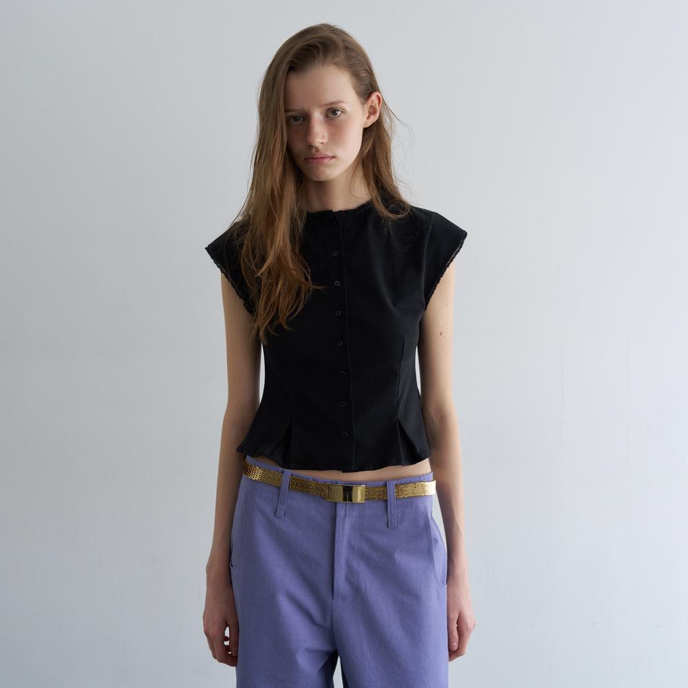 LACE PEPLUM COTTON BLOUSE_BLACK