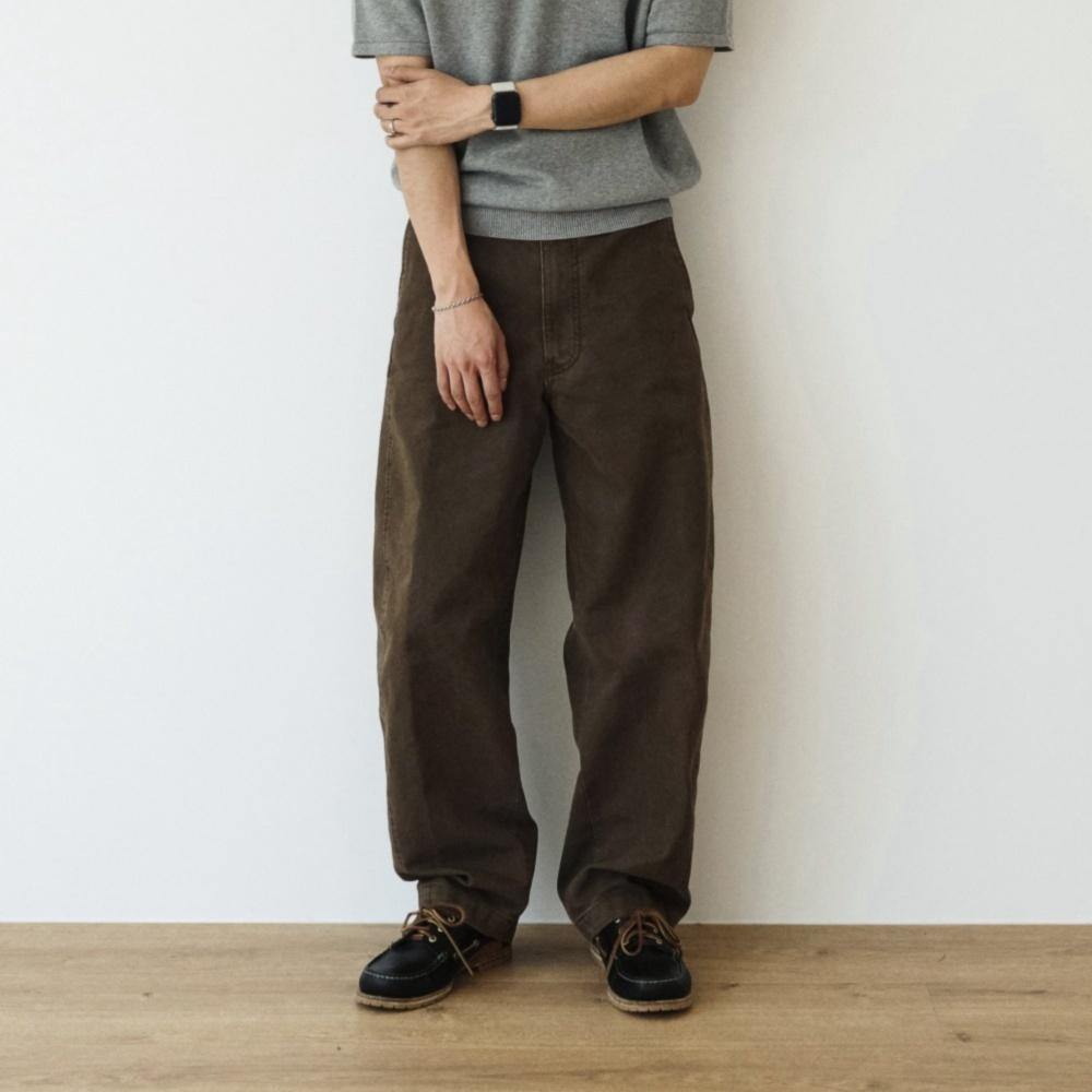 BARREL TEXTURED PANTS [DYED BROWN]