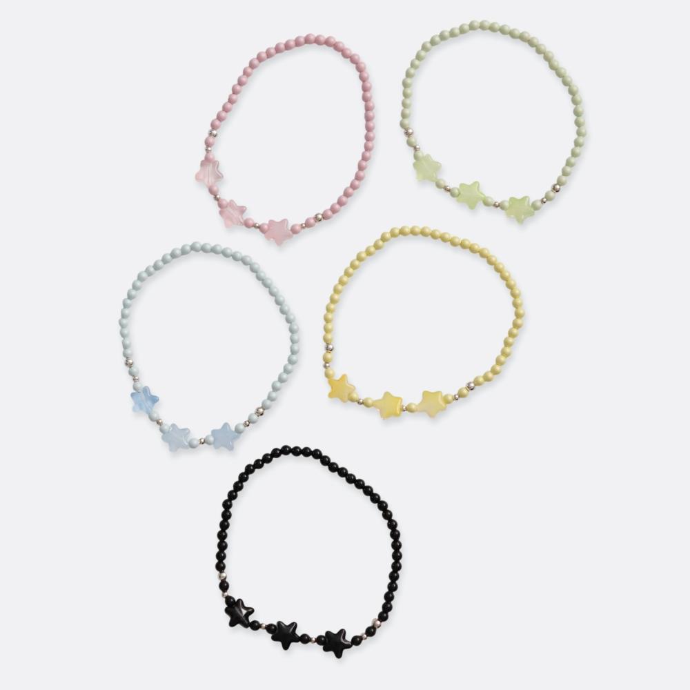 Star glass swarovski pearl Bracelet 스타 글라스 스와로브스키 크리스탈 진주 비즈 팔찌 3mm