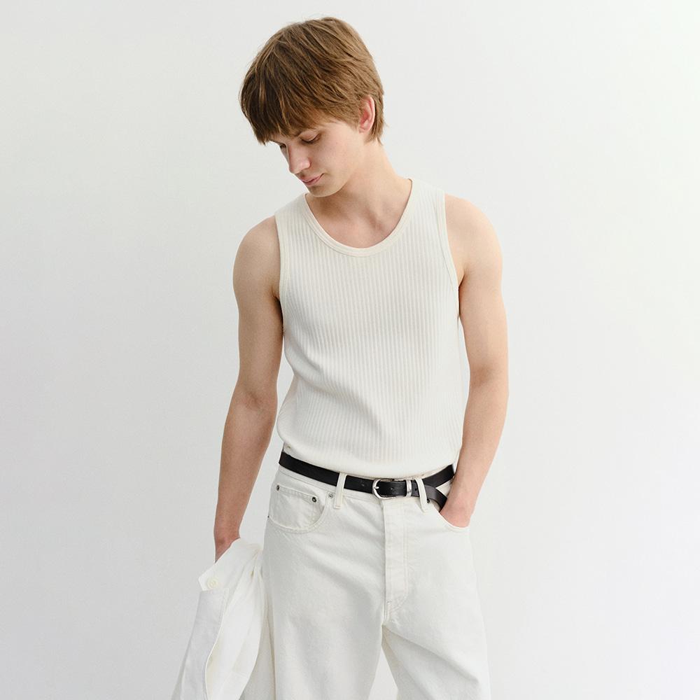 RELAXED SLEEVELESS TOP IVORY_M_UDTS6B321IV