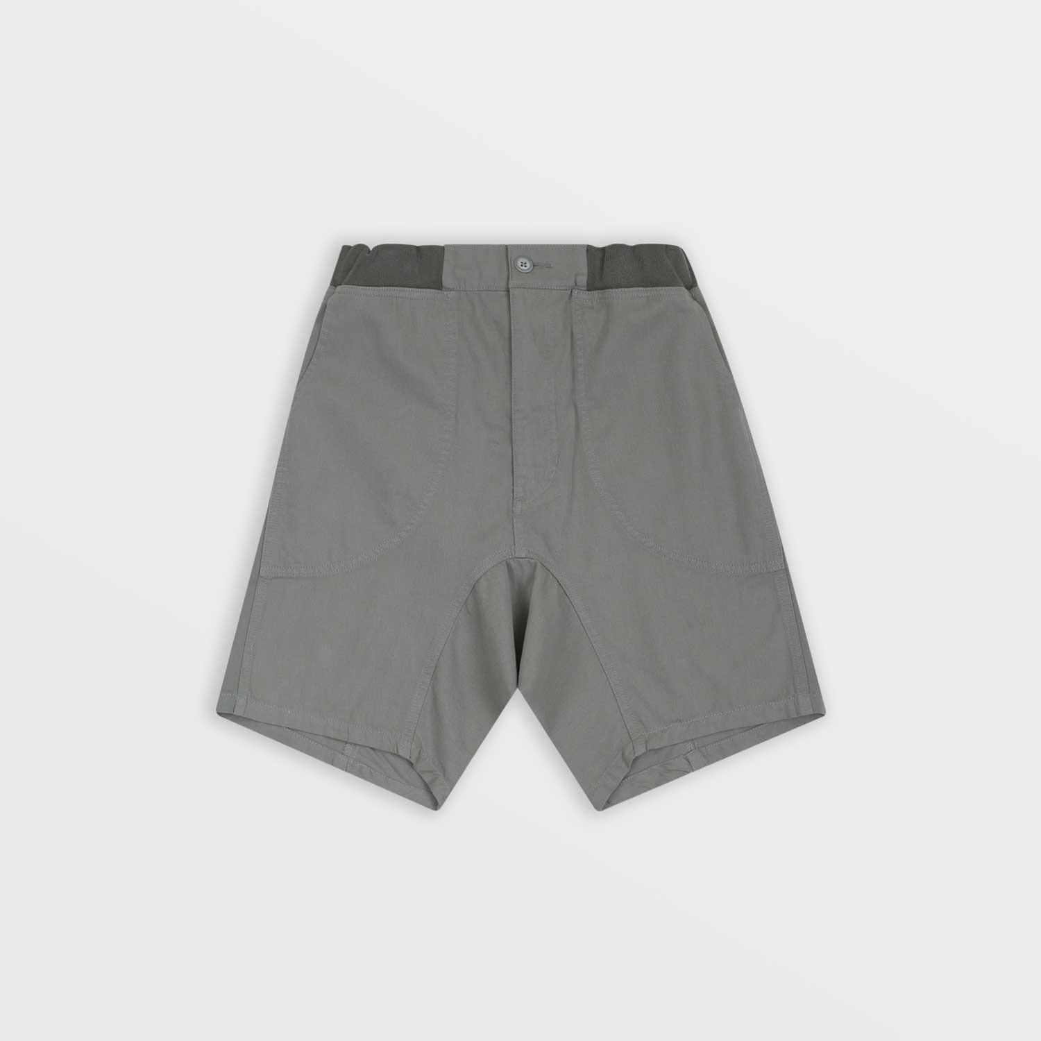 1/2 Washed Cotton Baggy Shorts (Gray)
