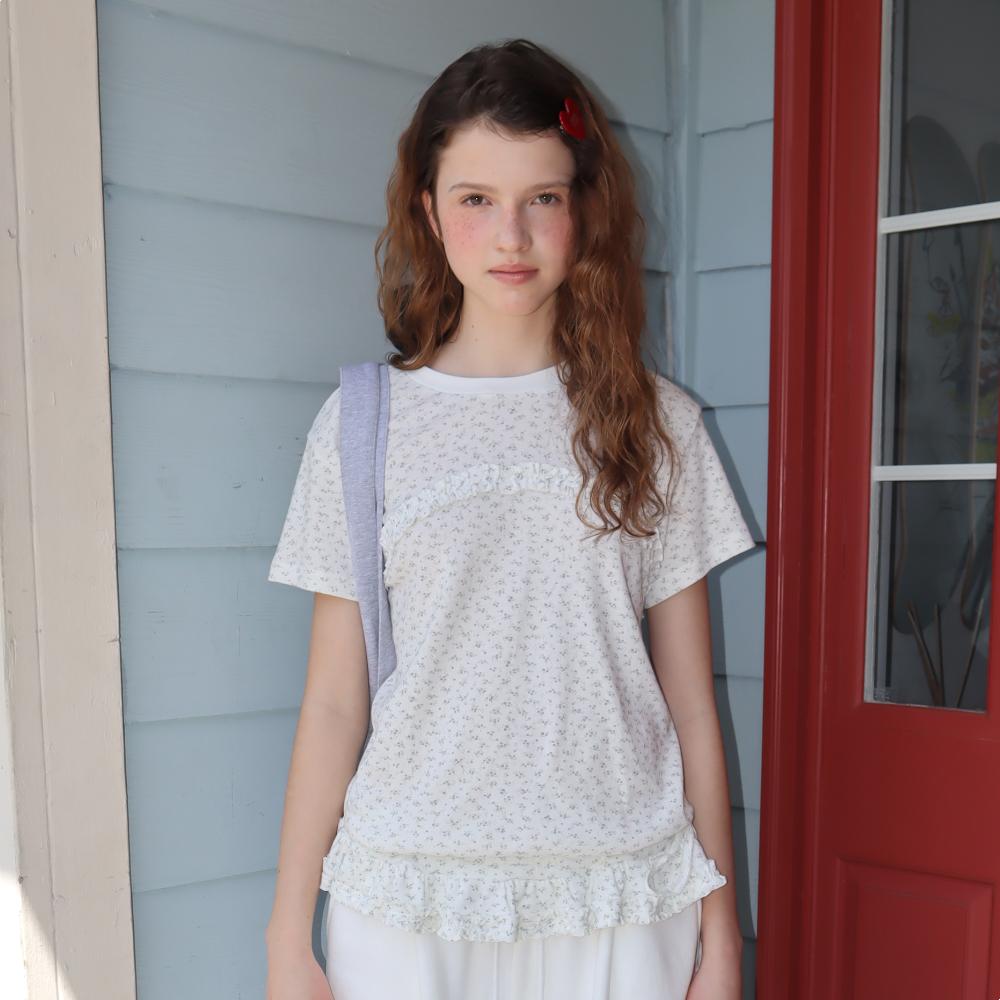 EYELET FLORAL FRILL SHORT SLEEVE WHITE