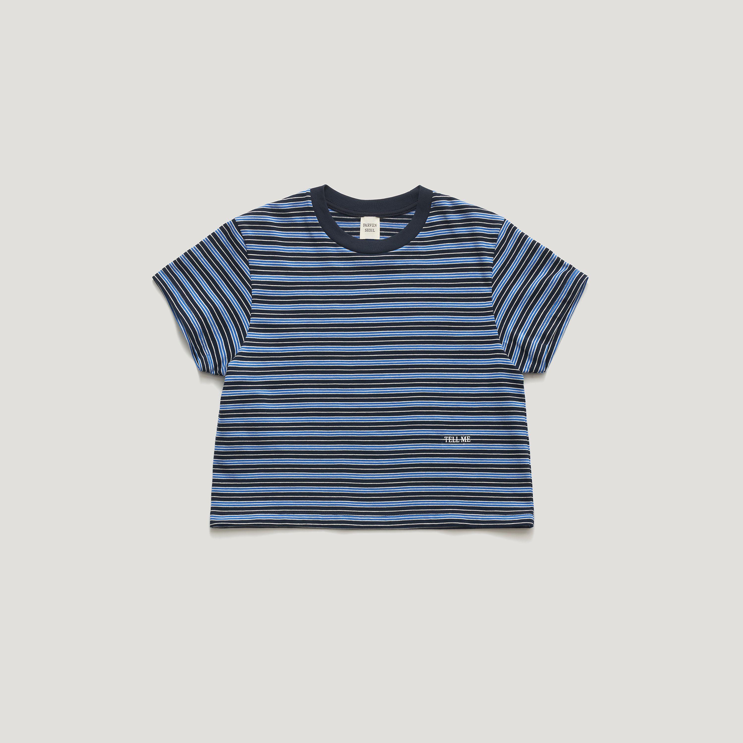 TELL ME STRIPE CROP T-SHIRT_BLUE