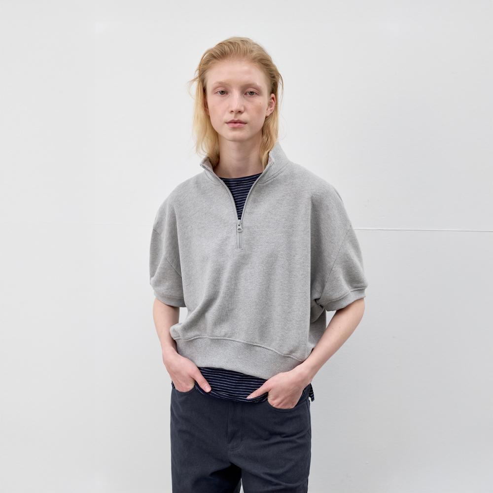 Half Zip Summer Sweat _ Melange Grey