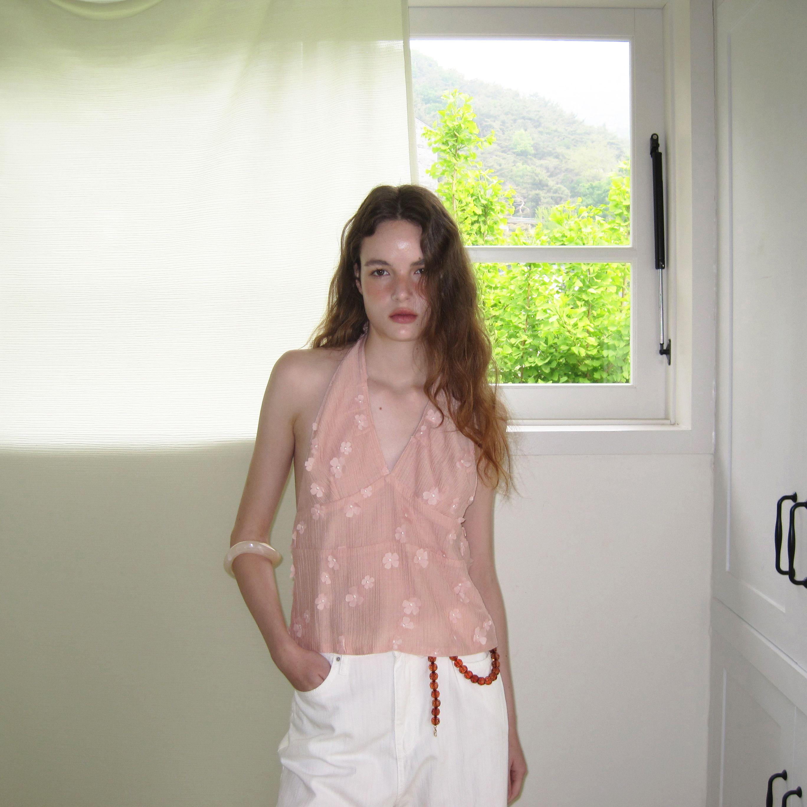 [2nd] Fem flower halter top - Pink