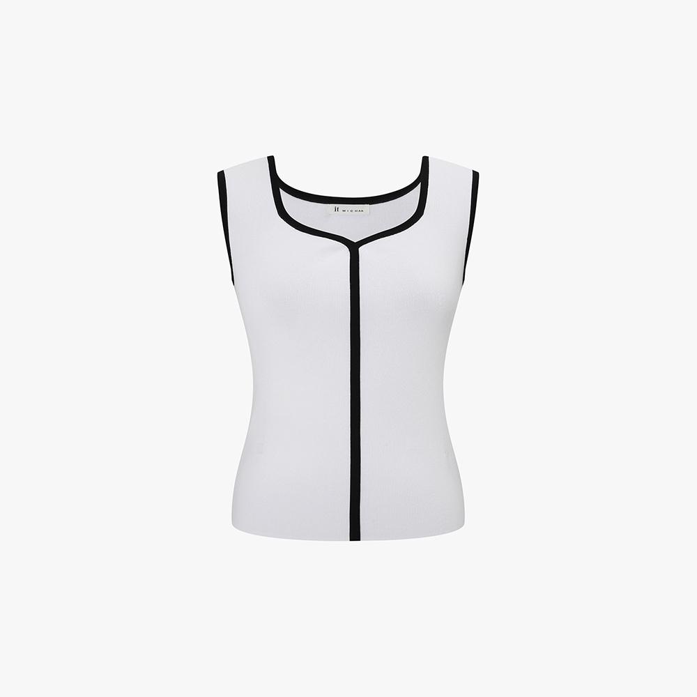잇미샤 배색 라인 슬리브리스 니트 탑 ITQ6YPO990_2colors