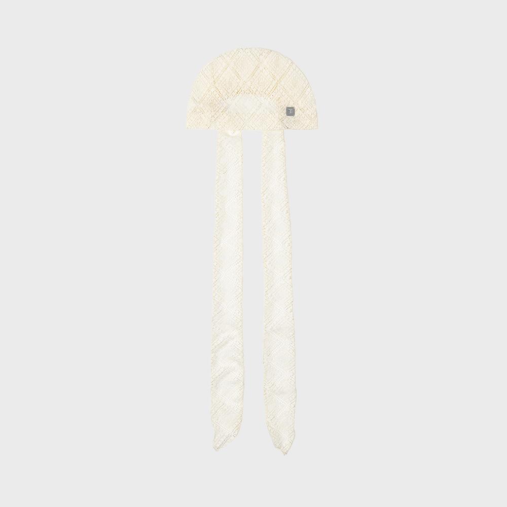 Lace Mesh Scarf Beanie [ Ivory ]
