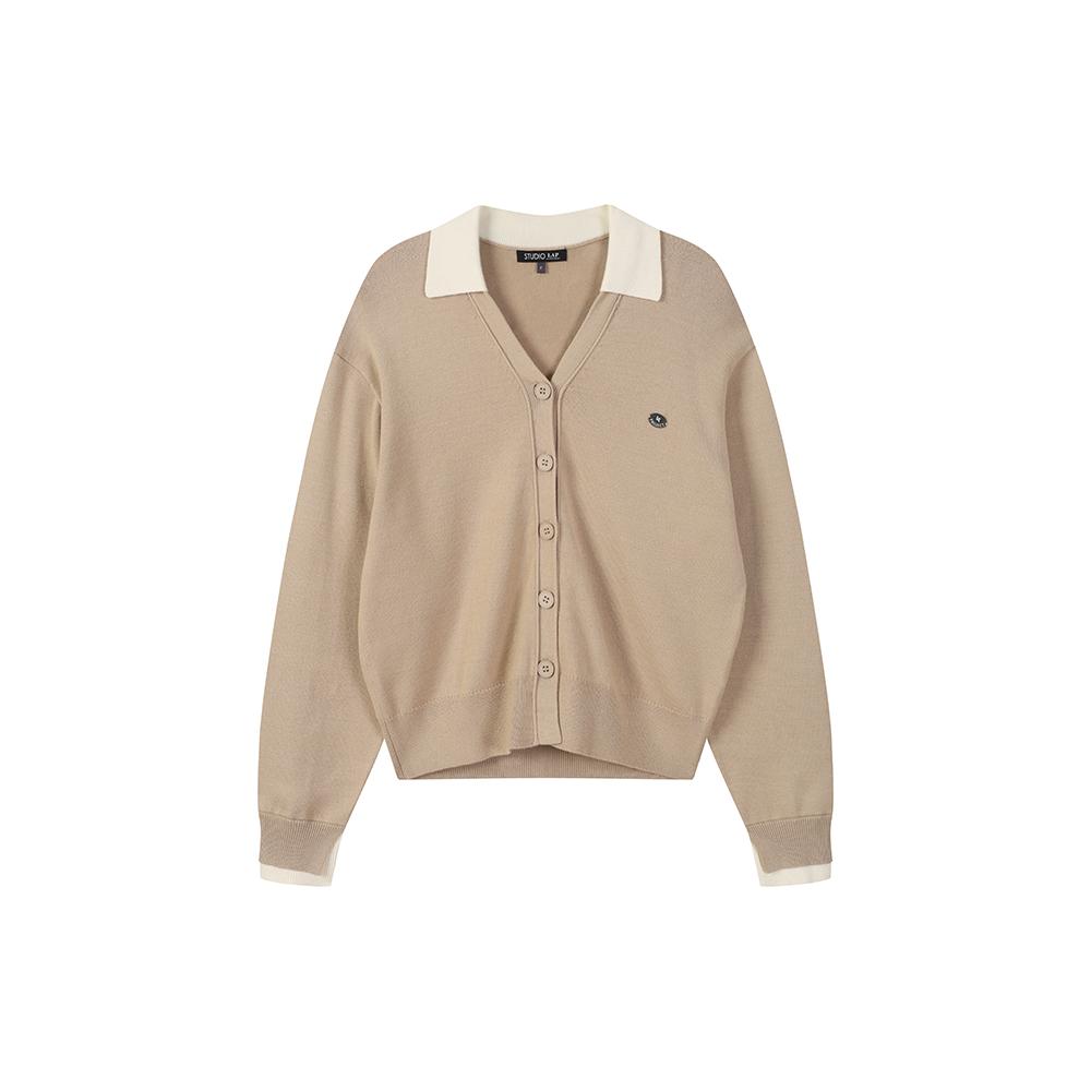 카라 소매 배색 가디건 AS1KG260