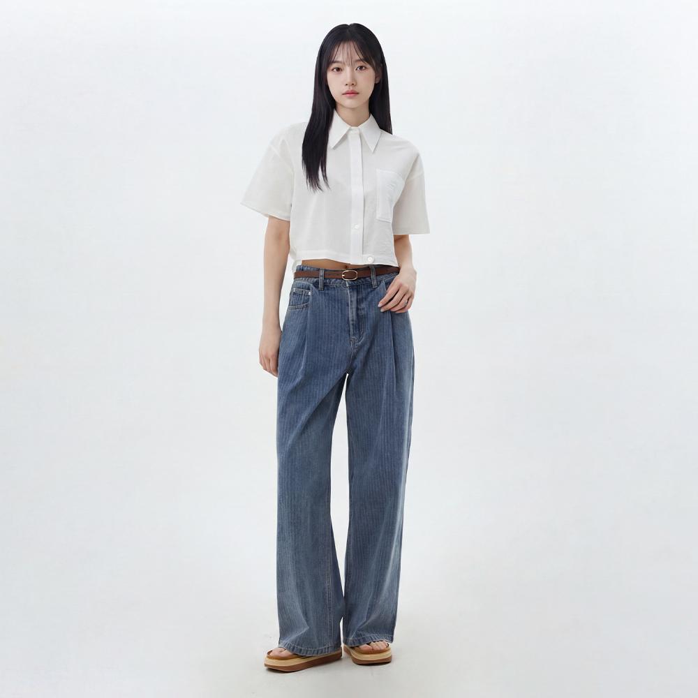 원턱 롱 와이드 데님 팬츠 AS2DP464