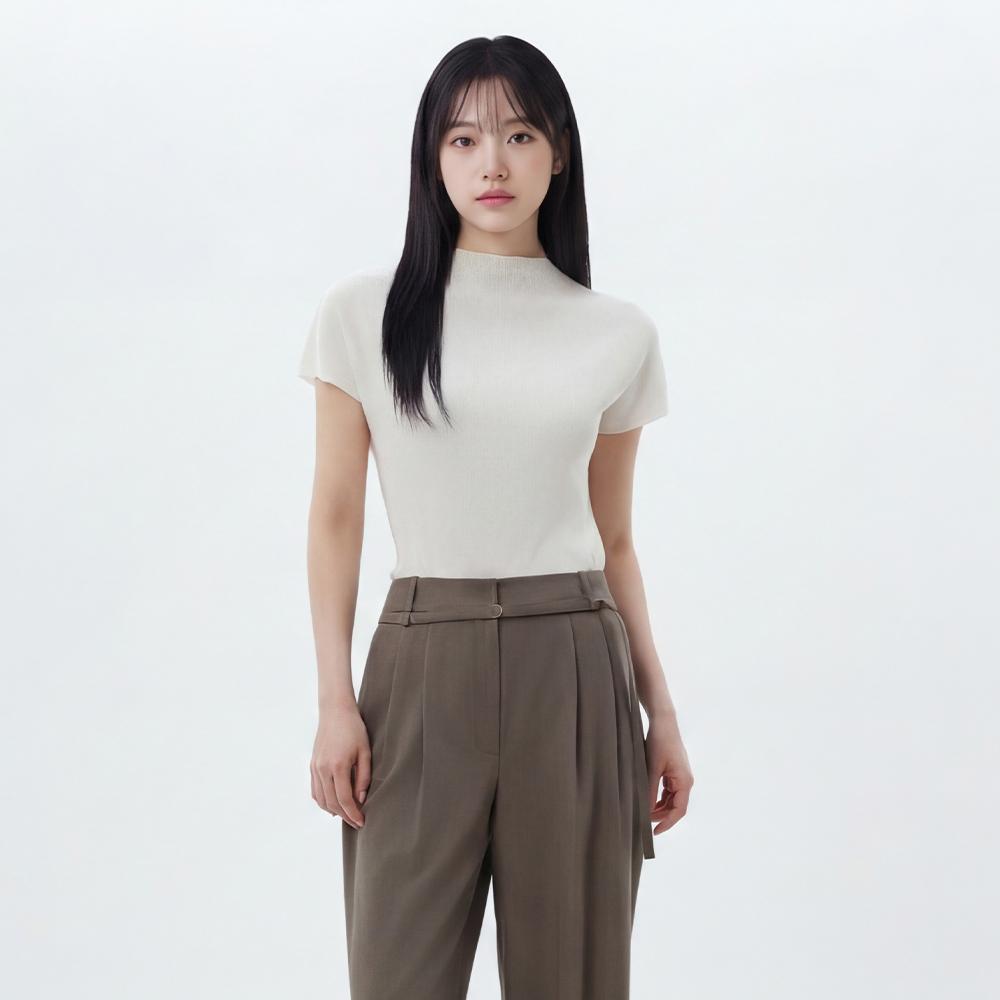플리츠 하프넥 반팔 티셔츠 AS2CT480