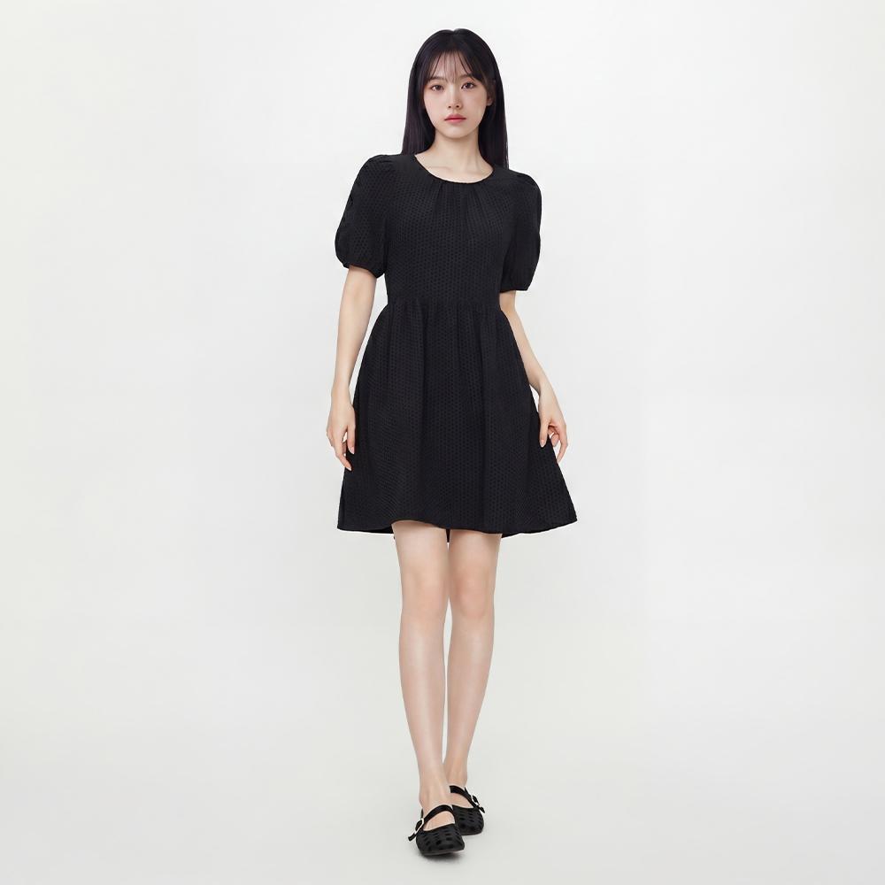 스티치 패턴 셔링 미니 원피스 AS2WO465