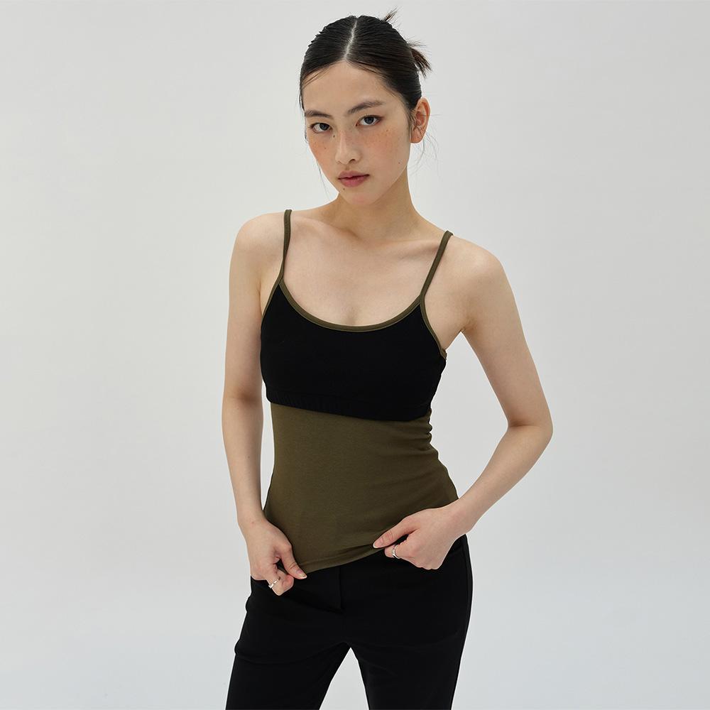 COLOR BLOCK SLEEVELESS [BLACK]