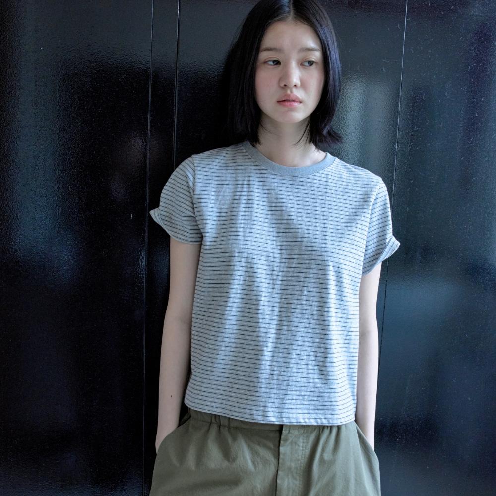 Lc STRIPED BABY TEE_MELANGE GREY [LC262TS05MG]