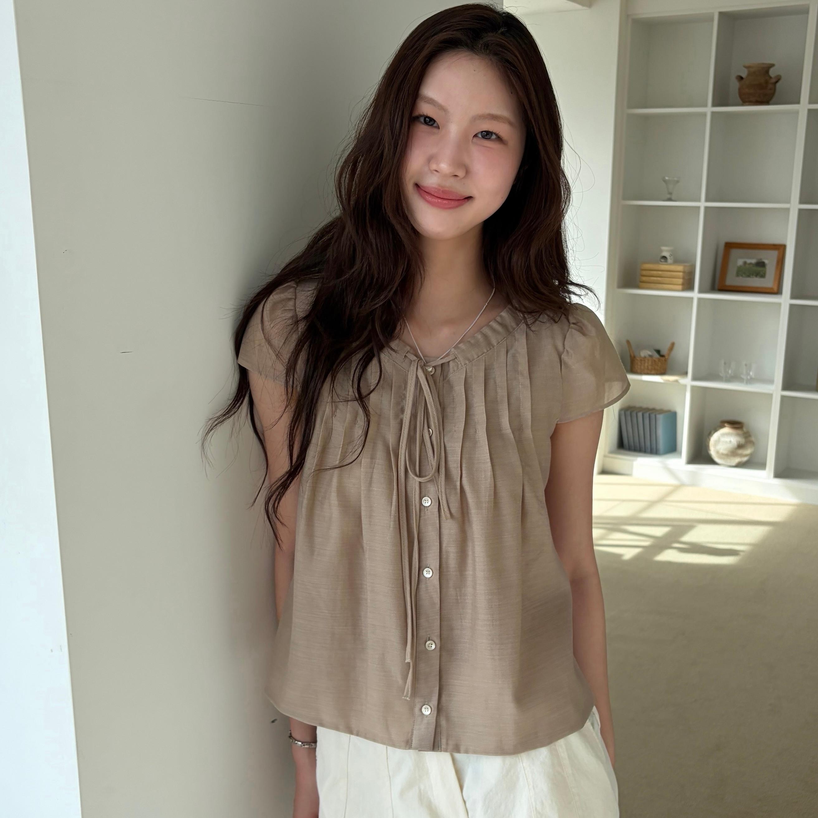 [29CM 단독] CHIFFON TIE BLOUSE [ BEIGE ] - S SIZE