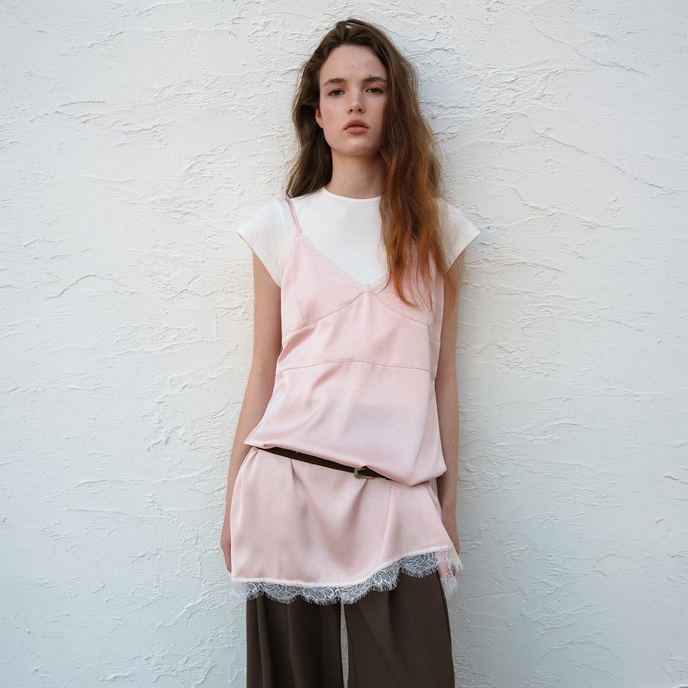 Linden Silk Lace Dress (Soft Pink)
