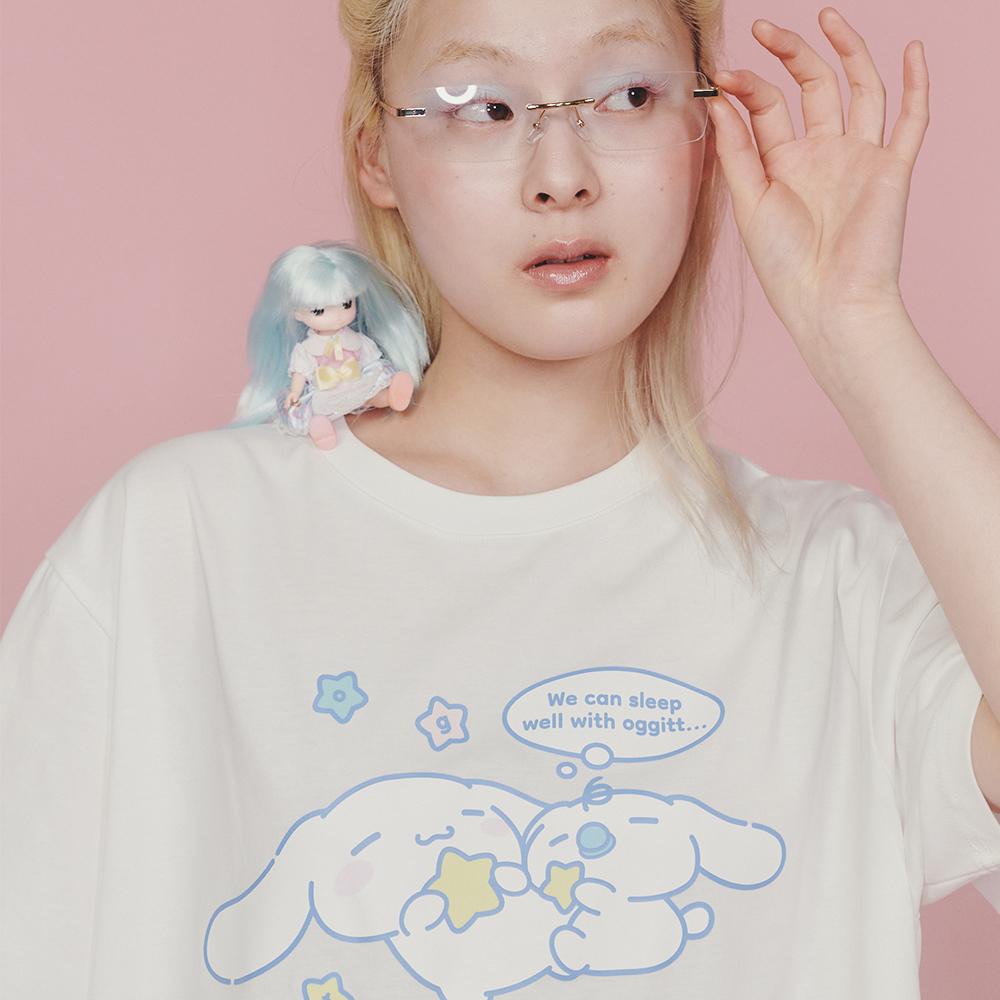 (uni)시나모롤 굿나잇 티셔츠 화이트