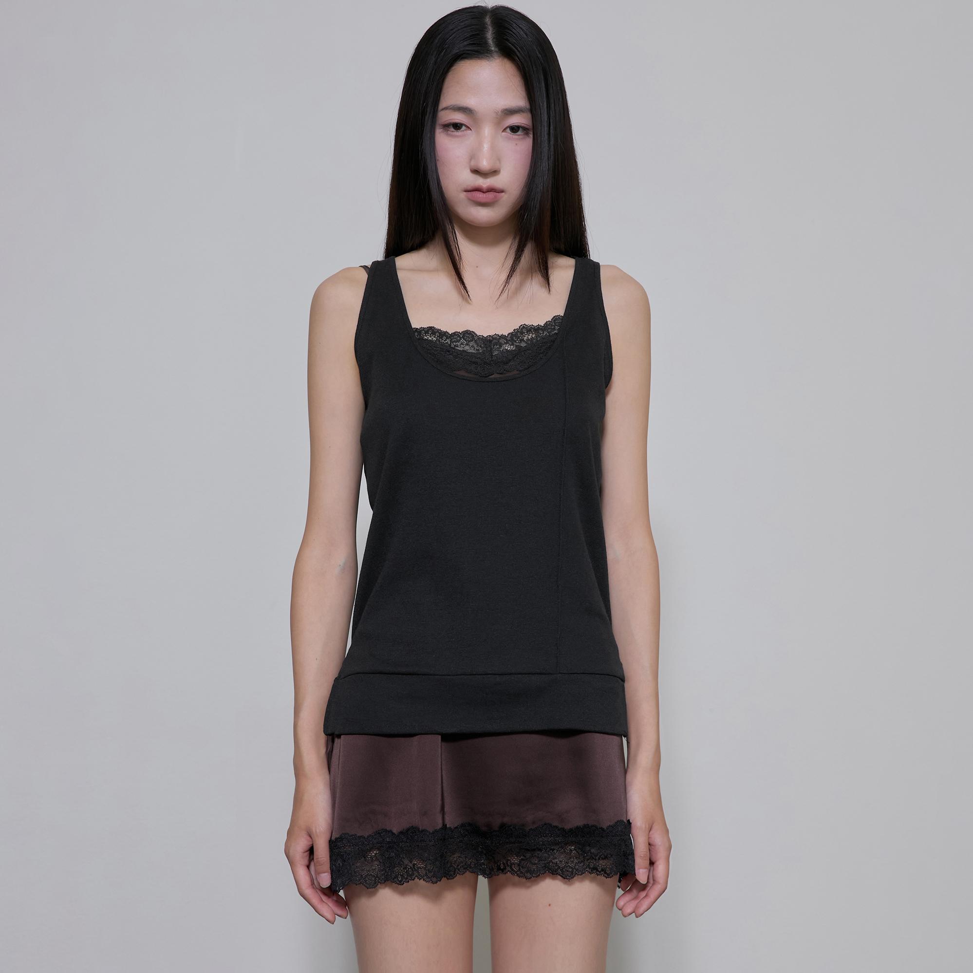 2-Layered Lace Dress (FL-174_Black & Brown)