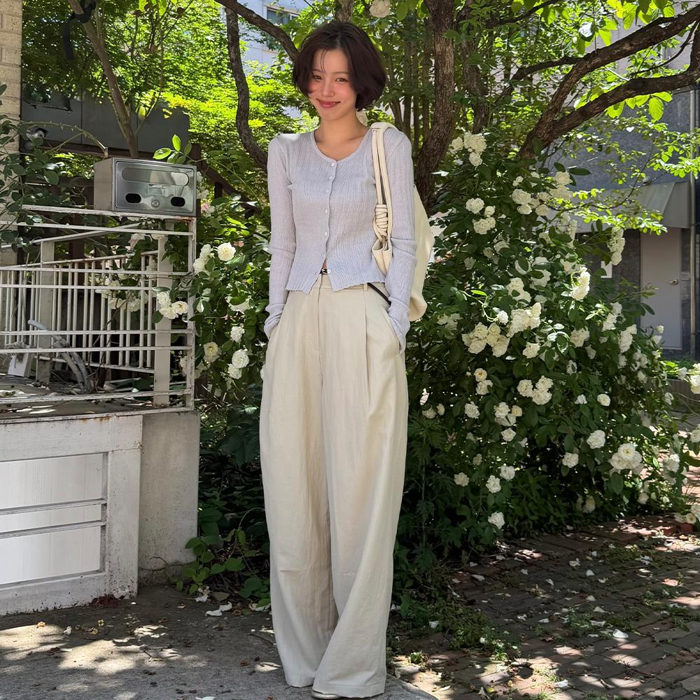 [누가영 PICK] summer cooling pintuck slacks-beige