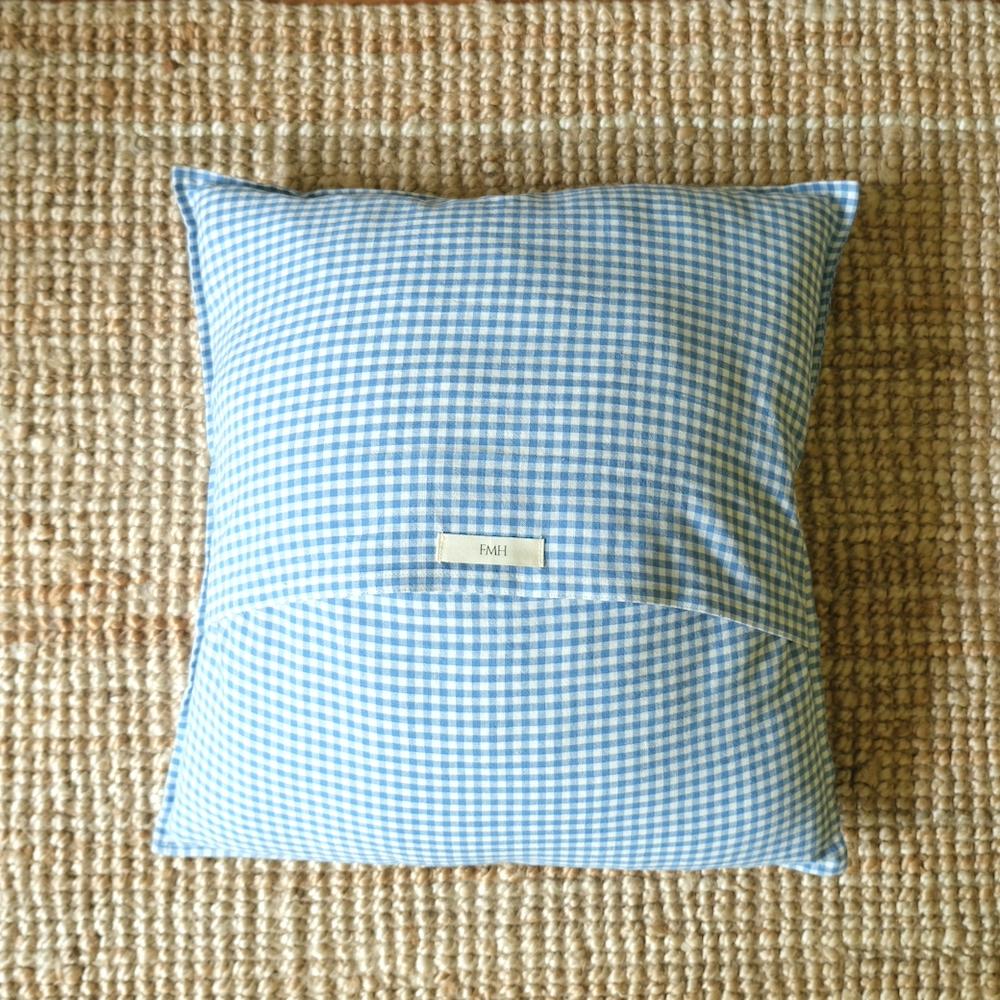 Basic cushion cover - Light blue check / Japanese fabric