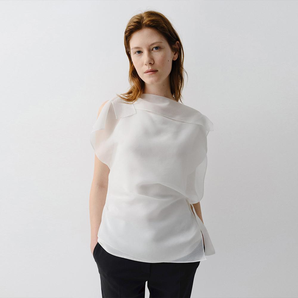 RUTH DRAPE LAYERED BLOUSE (IVORY)