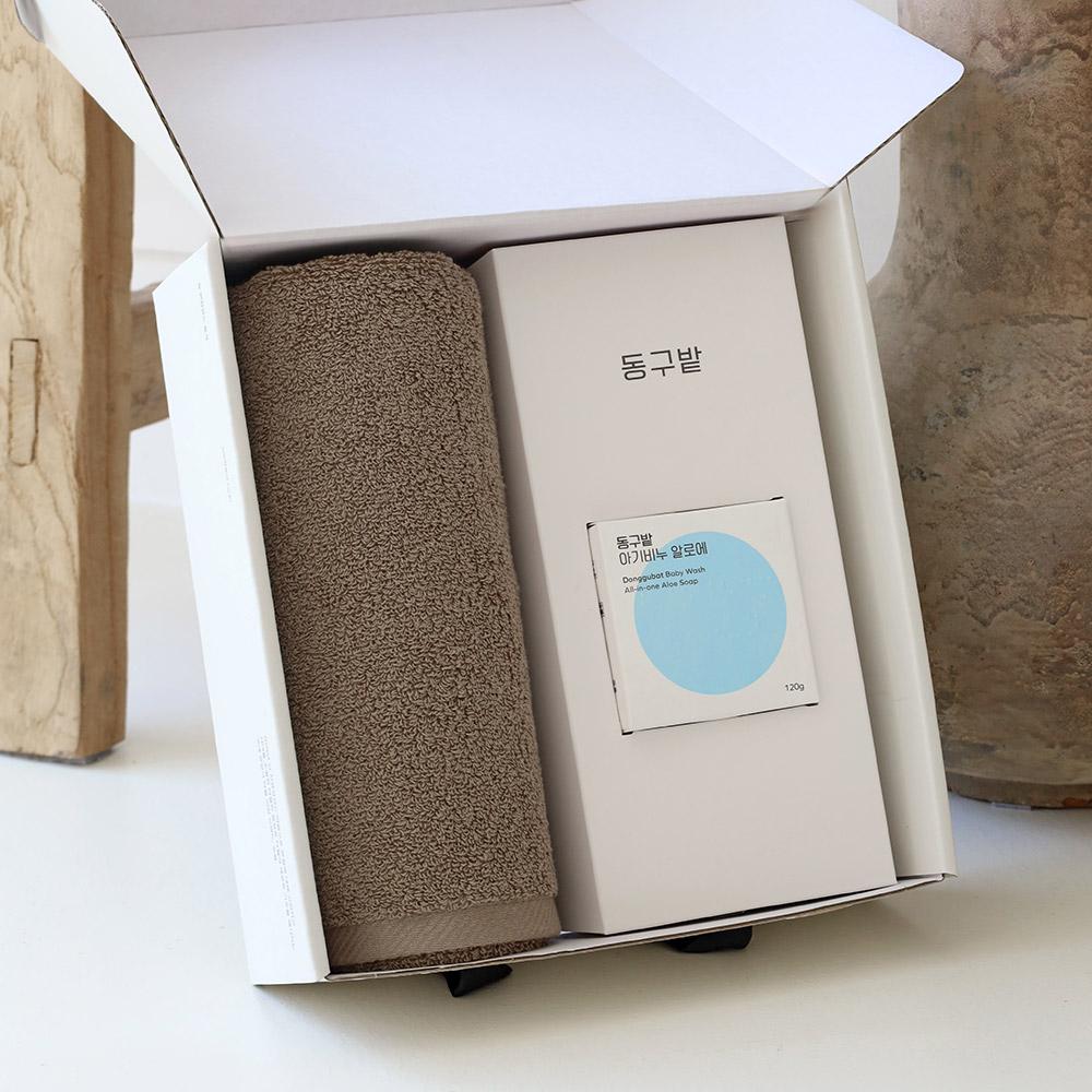 뉴컬러무지 호텔수건 150g 1P + 동구밭 아기비누 알로에 1P 선물세트