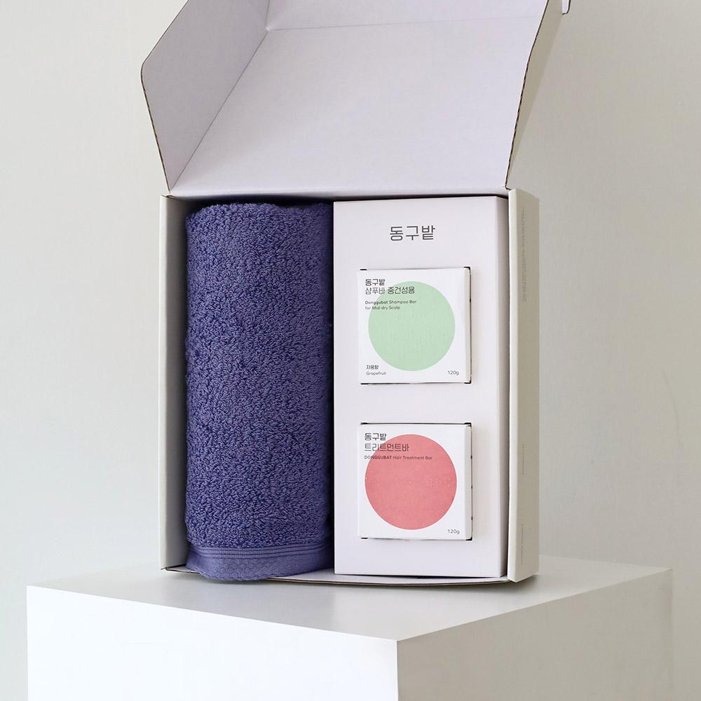 테일러 호텔수건 160g 1P+동구밭 헤어케어 선물세트 (중건성 샴푸바+트리트먼트바)