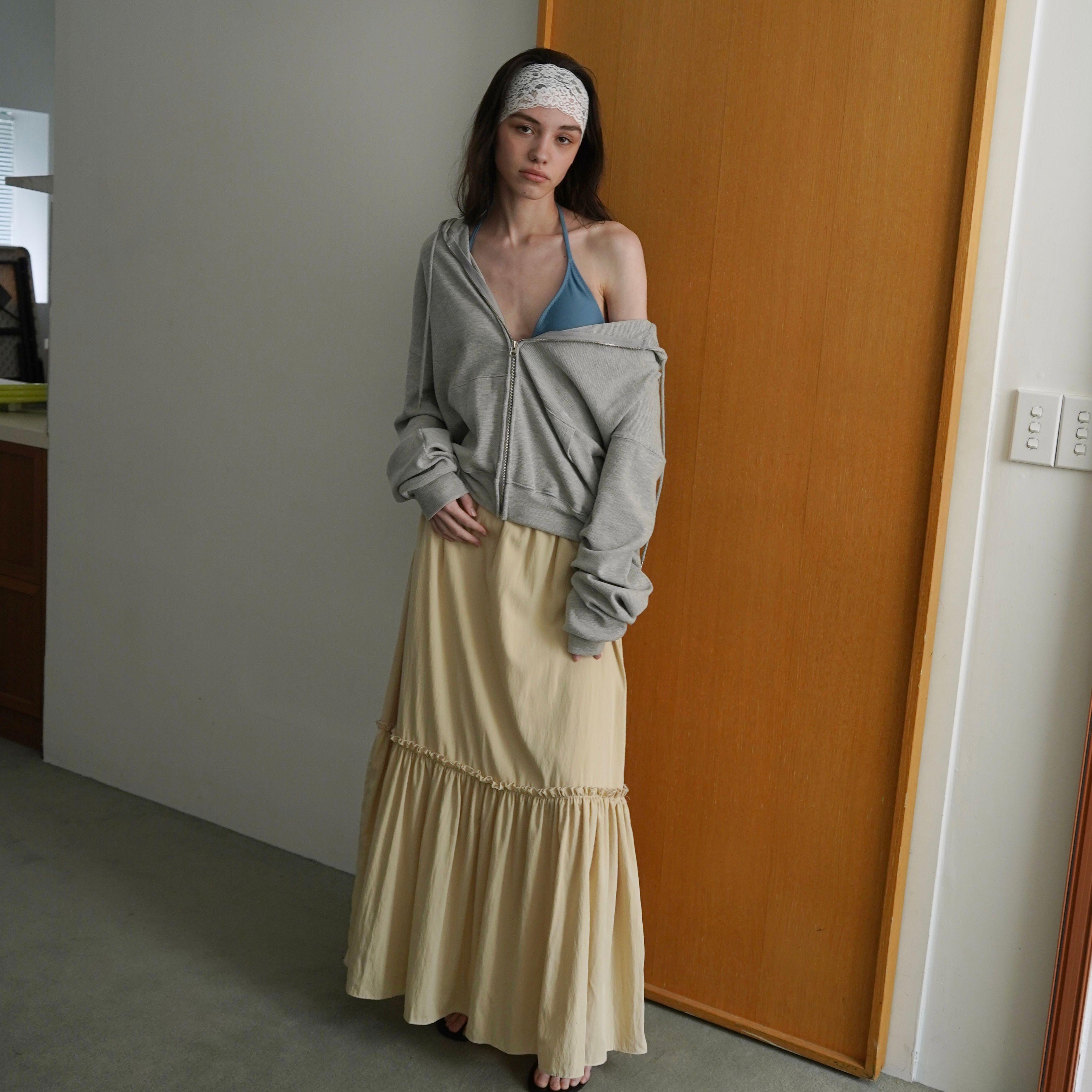 Ray frill skirt_beige